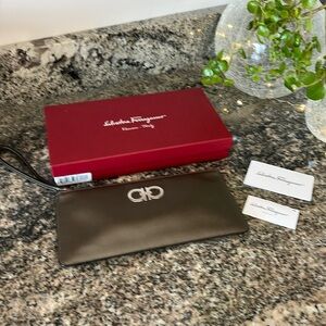 Salvatore Ferragamo Black Leather Wristlet